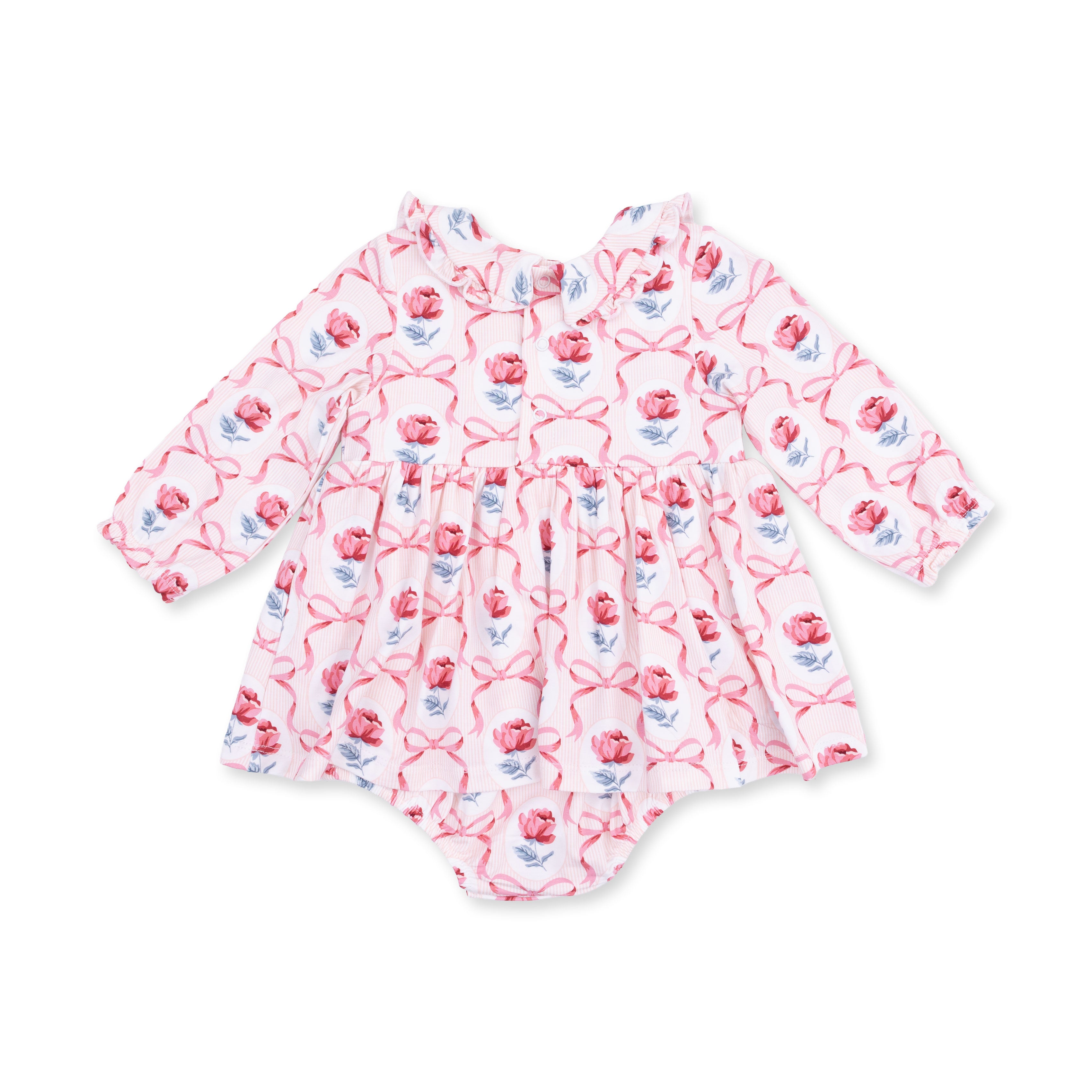 Leslie Rose - Long Sleeve Peter Pan Ruffle Collar Bubble with Skirt