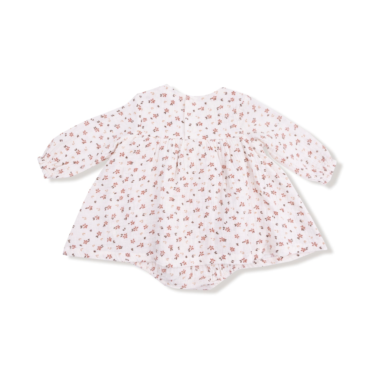Long Sleeve Smocked Ruffle Bubble with Skirt in our  Carrie Floral print from Angel Dear