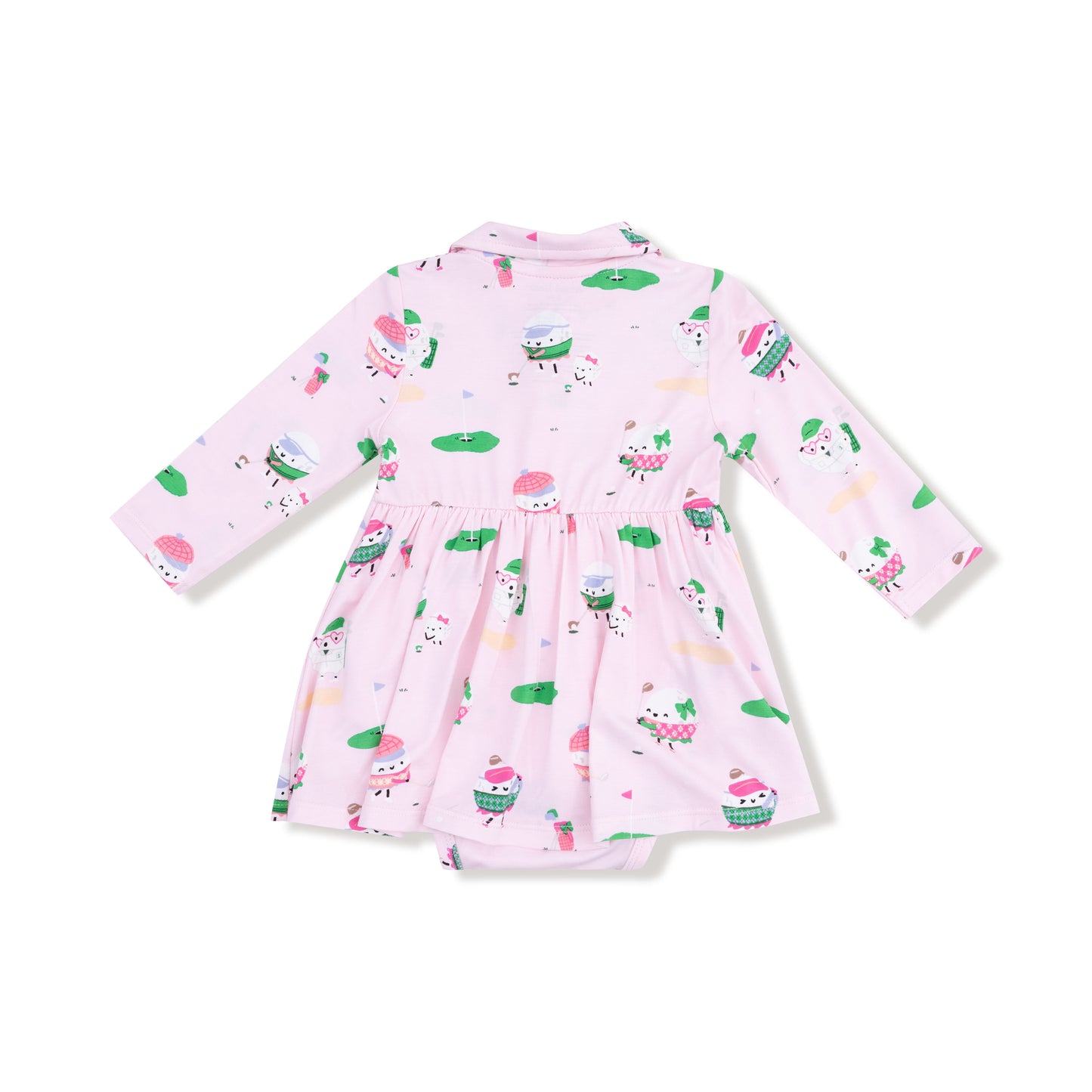 Long Sleeve Polo Bodysuit Dress in our  Golf Pros - Pink print from Angel Dear