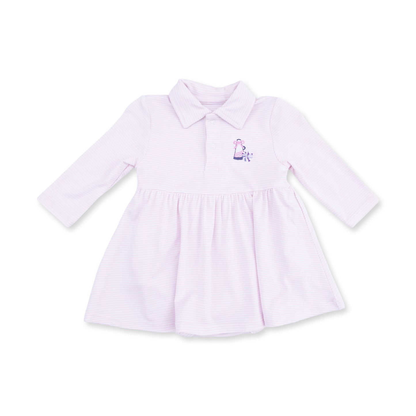 Cheer Pink Micro Stripe - Long Sleeve Tennis Bodysuit Dress