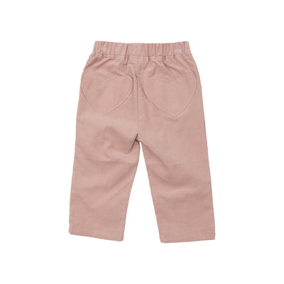 Cord Pant W/ Heart Pocket - Solid Misty Rose-Angel Dear