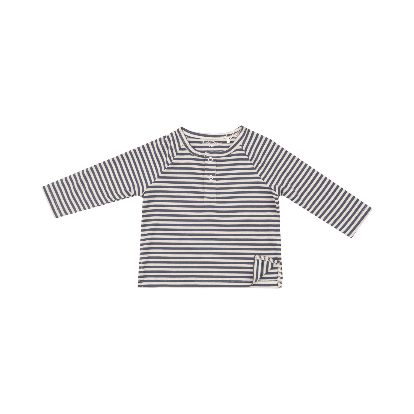 L/S Raglan Henley - Footballs + Navy & Oat Stripe-Angel Dear