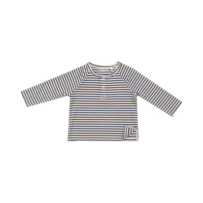 L/S Raglan Henley - Footballs + Navy & Oat Stripe by Angel Dear