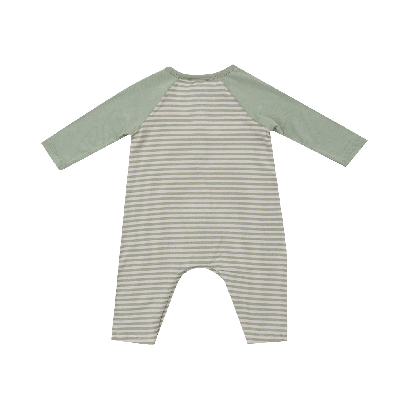 L/S Raglan Henley Romper - Desert Sage Stripe-Angel Dear