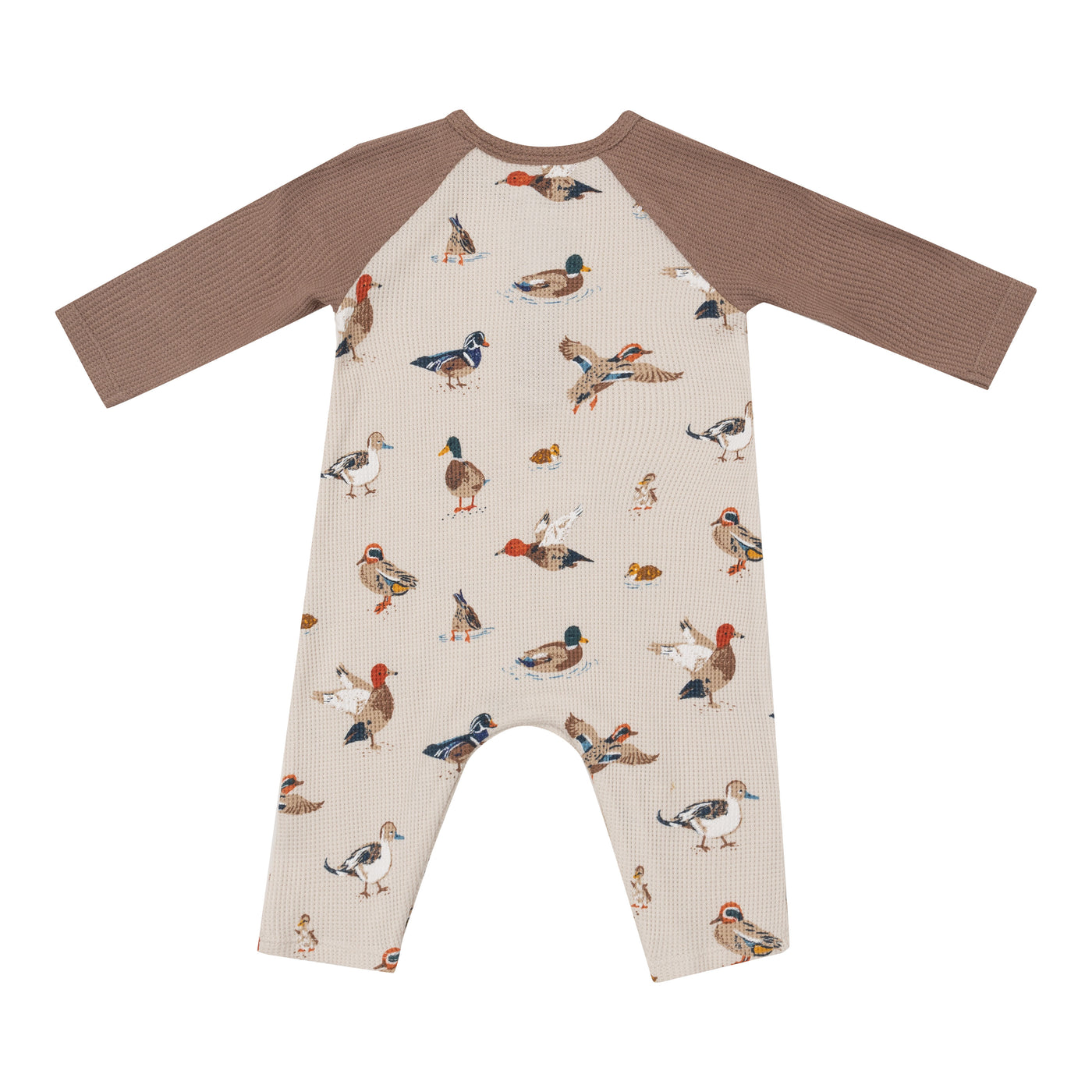 L/S Raglan Henley Romper - Ducks-Angel Dear