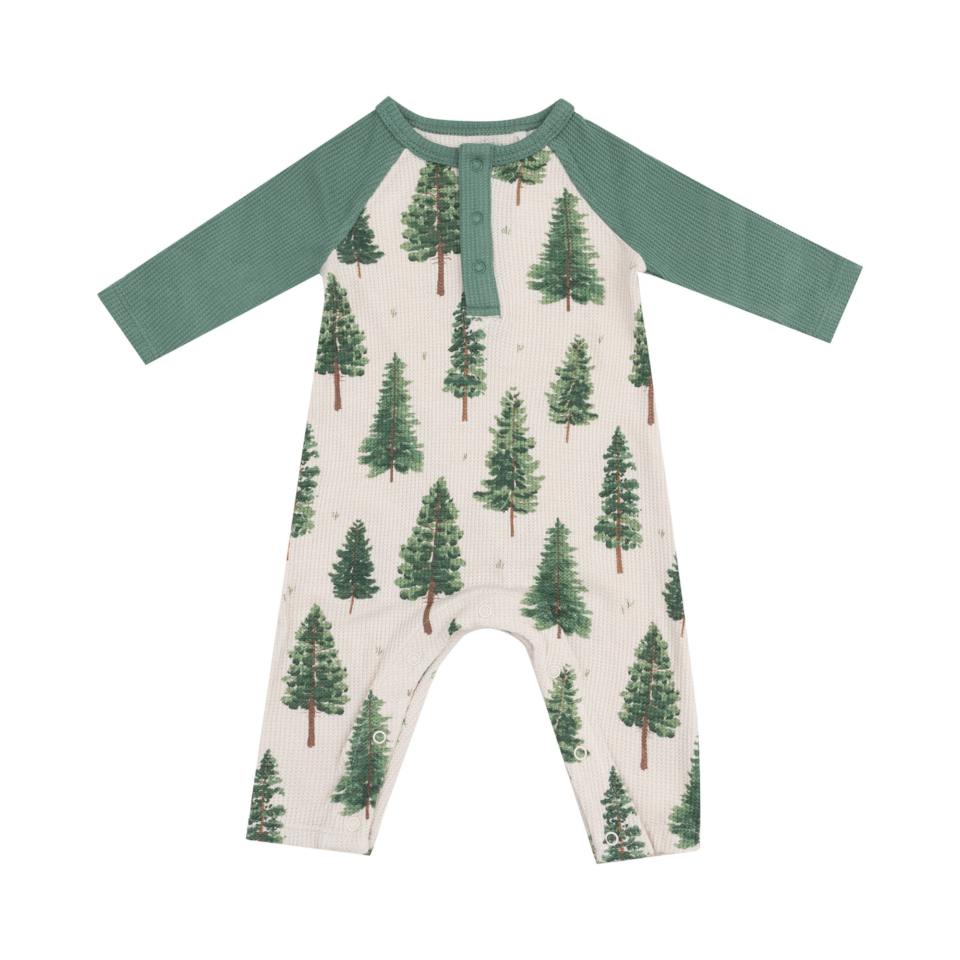 L/S Raglan Romper - Forest Trees-Angel Dear