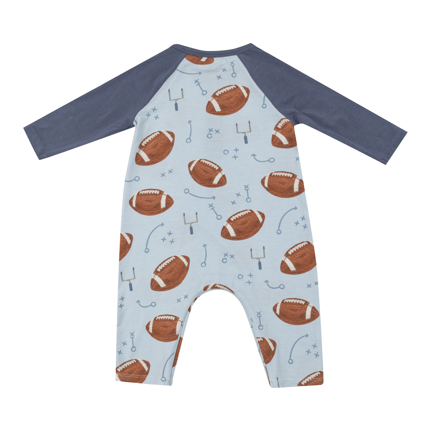 L/S Raglan Romper - Footballs Blue by Angel Dear