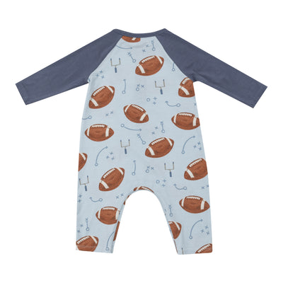 L/S Raglan Romper - Footballs Blue-Angel Dear