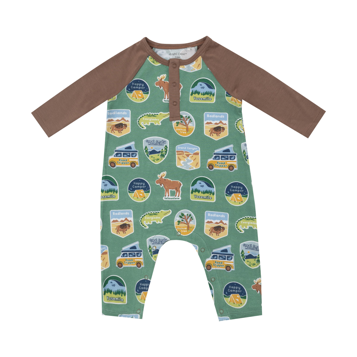 L/S Raglan Romper - National Park Stickers-Angel Dear