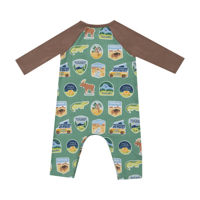 L/S Raglan Romper - National Park Stickers-Angel Dear