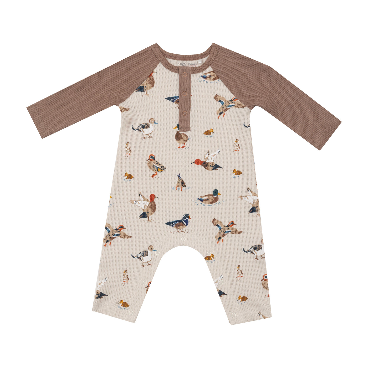 L/S Raglan Henley Romper - Ducks-Angel Dear