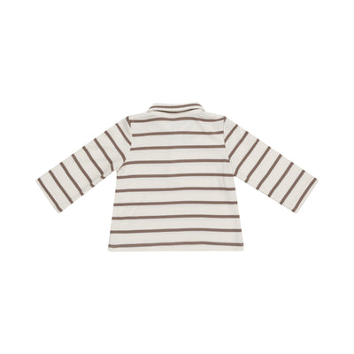 Polo L/S Shirt - Brown Rib Stripe-Angel Dear