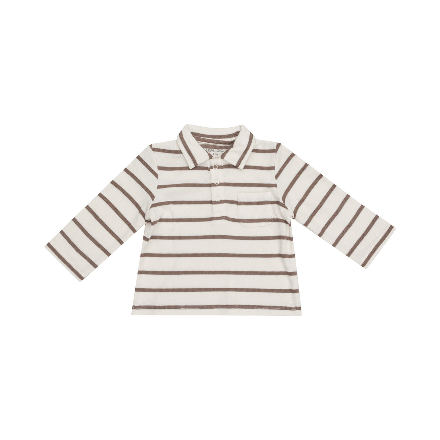 Polo L/S Shirt - Brown Rib Stripe-Angel Dear