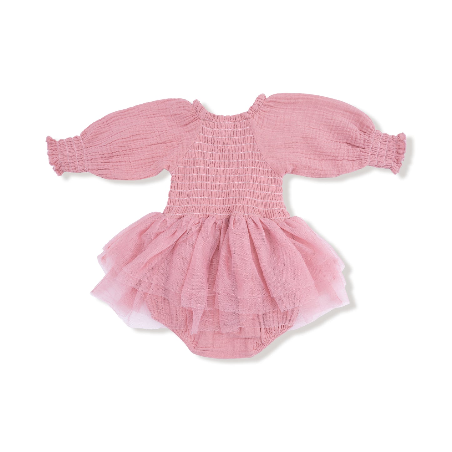 Long Sleeve Smocked Bubble with Tutu in our  Rose Elegance print from Angel Dear