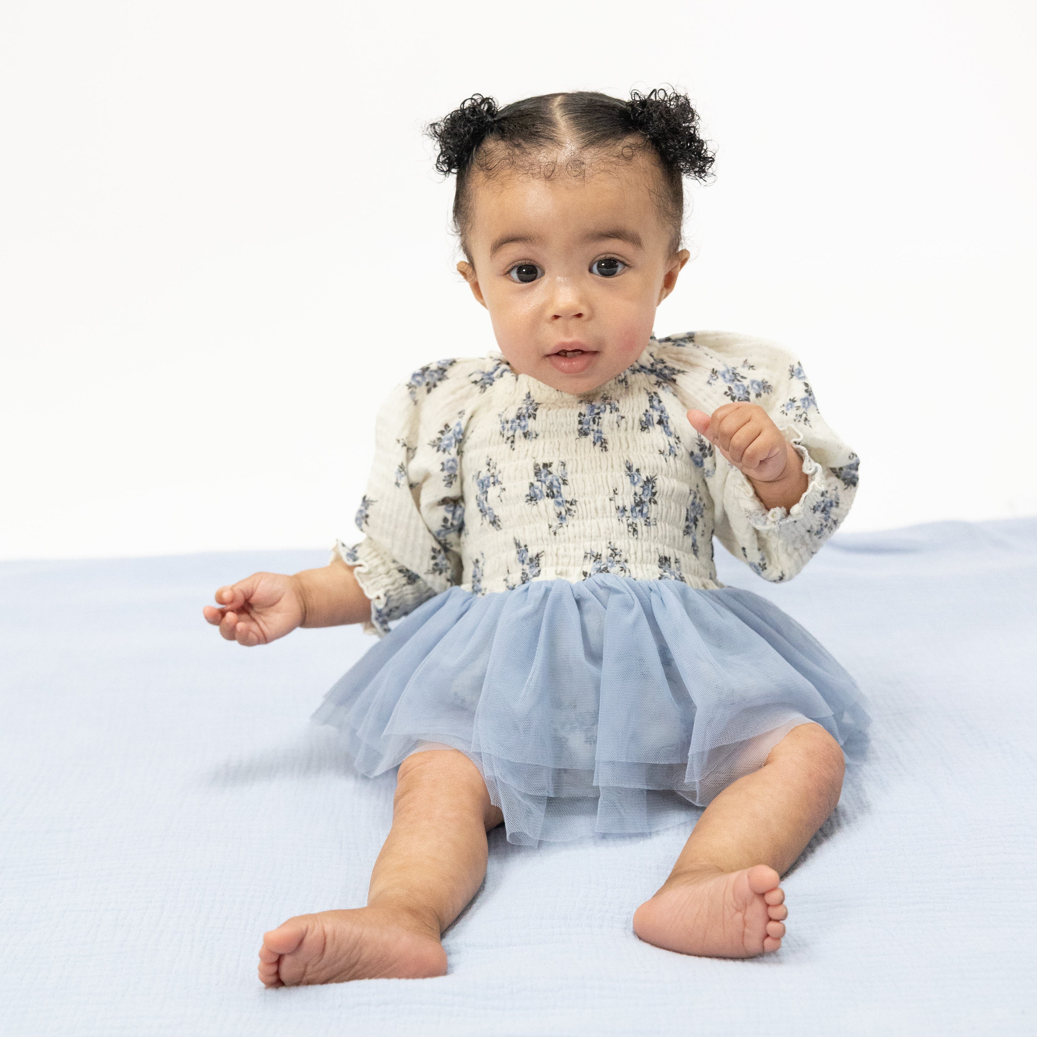 Belle Rosette Dot - Long Sleeve Smocked Bubble with Tutu-Angel Dear