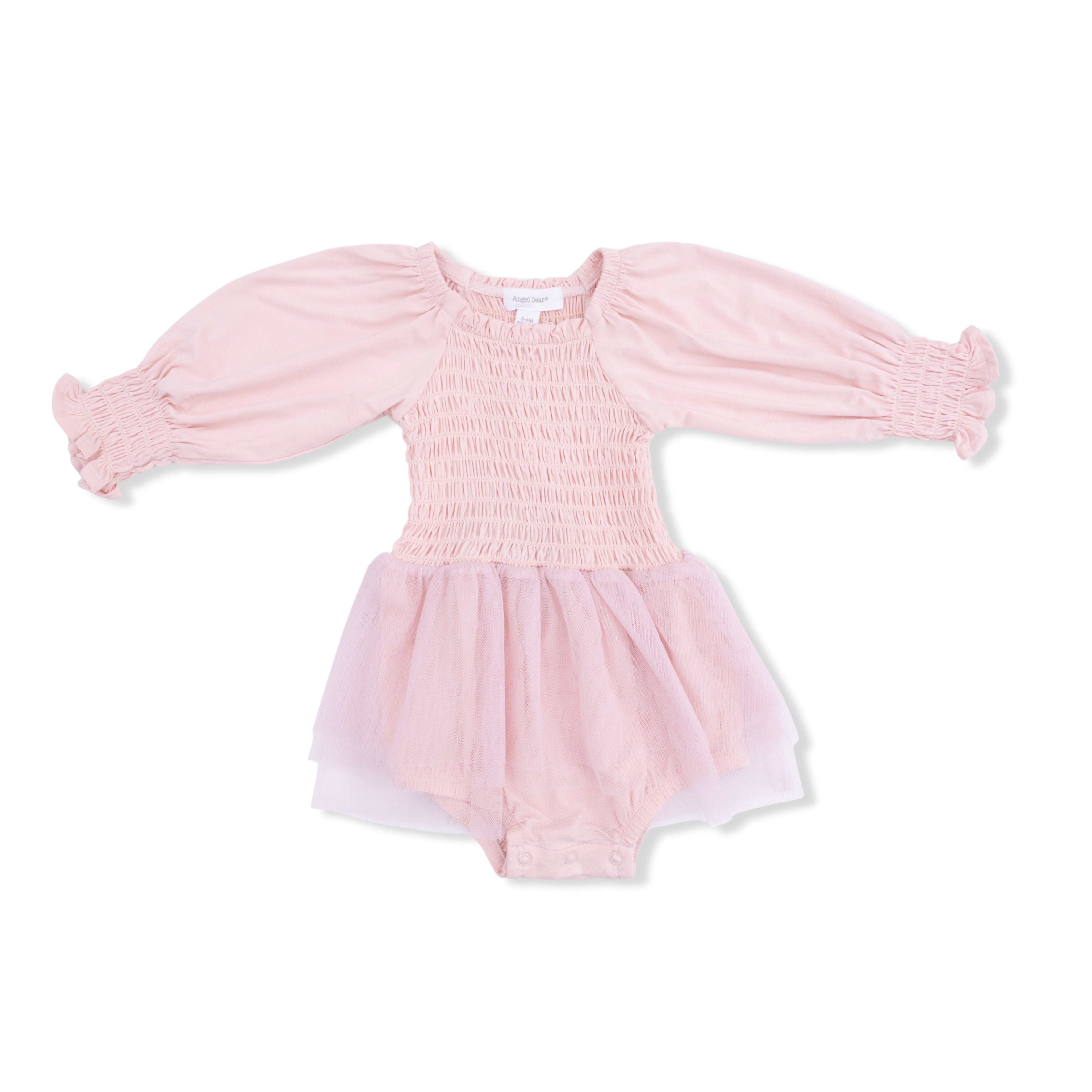 Solid Lotus - Long Sleeve Smocked Bubble with Tutu-Angel Dear
