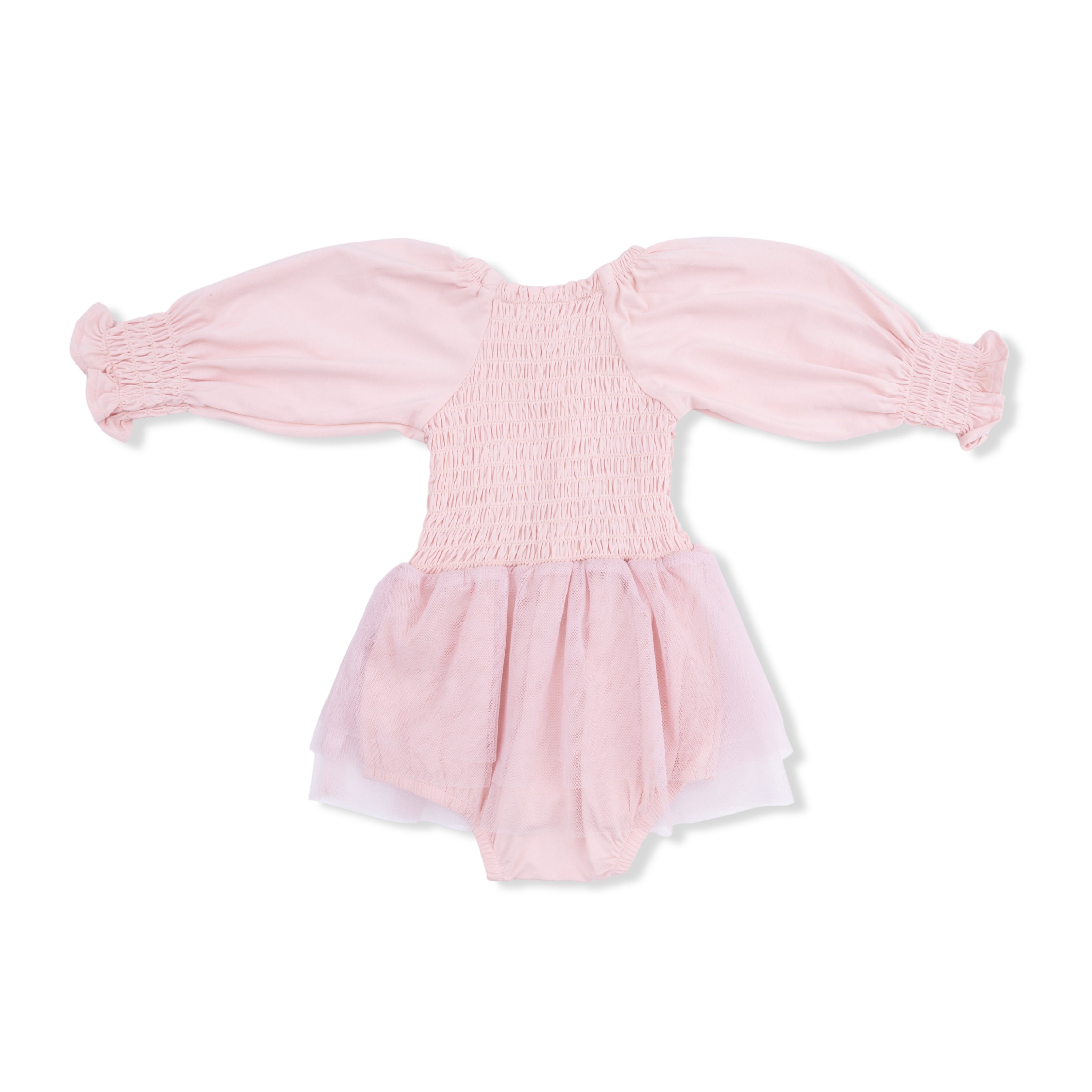 Solid Lotus - Long Sleeve Smocked Bubble with Tutu & Knotted Headband Set-Angel Dear