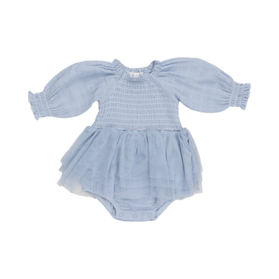 Long Sleeve Bubble Tutus - Dusty Blue-Angel Dear