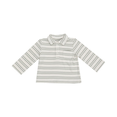 Polo L/S Shirt - Modal Rib Stripe - Desert Sage-Angel Dear