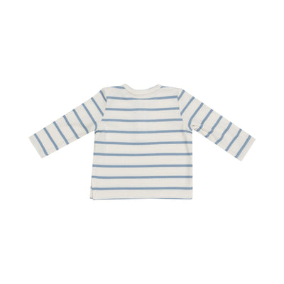 L/S Henley - Modal Rib Stripe - Glacier Lake-Angel Dear