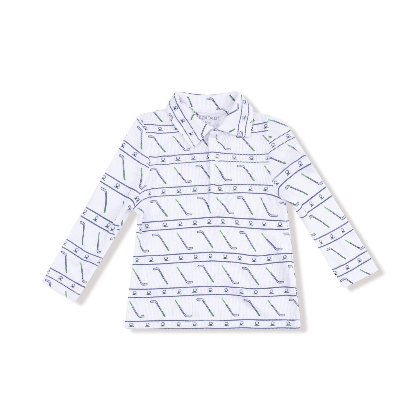 Polo Long Sleeve Shirt in our  Golf Club print from Angel Dear