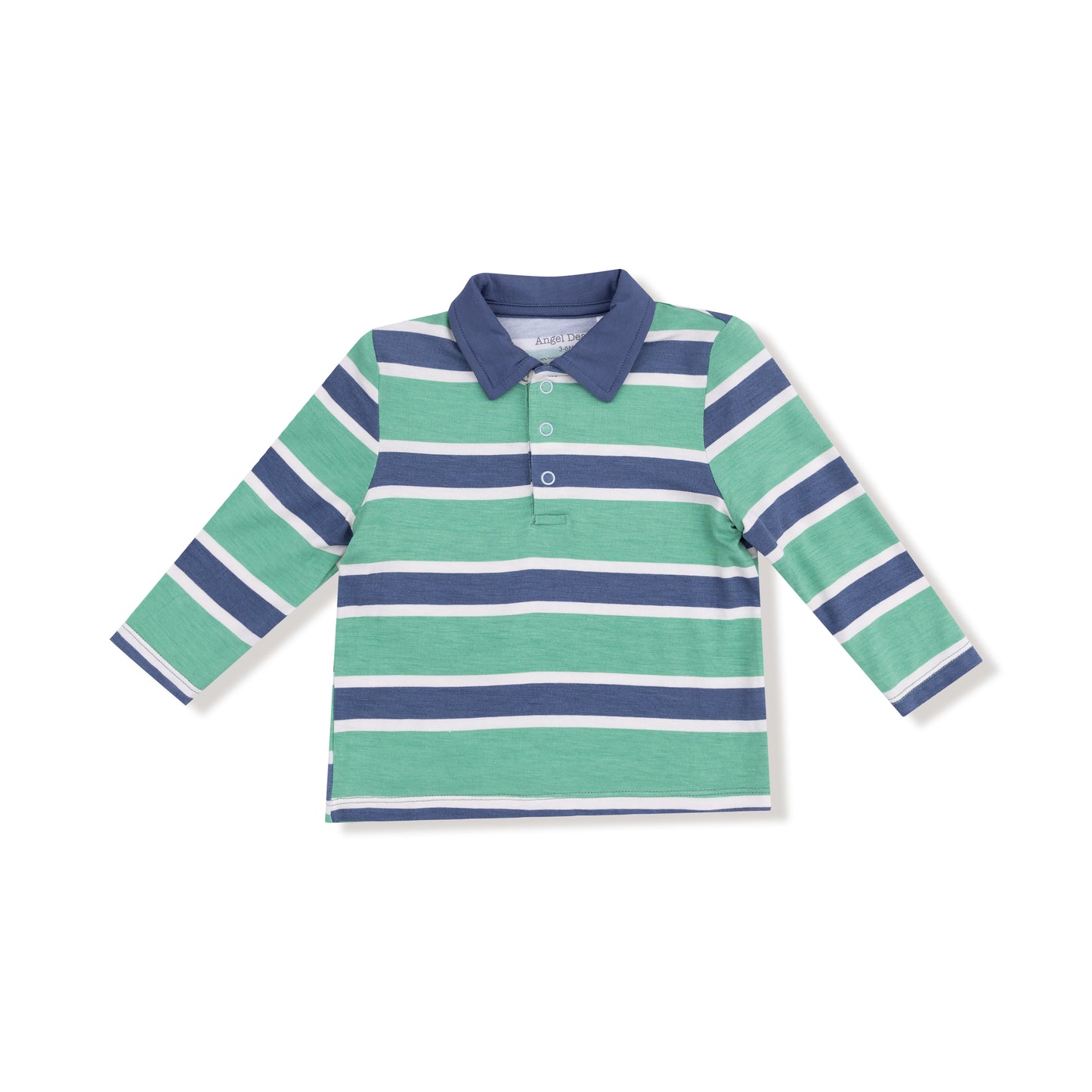 Polo Long Sleeve Shirt in our  Rugby Stripe print from Angel Dear
