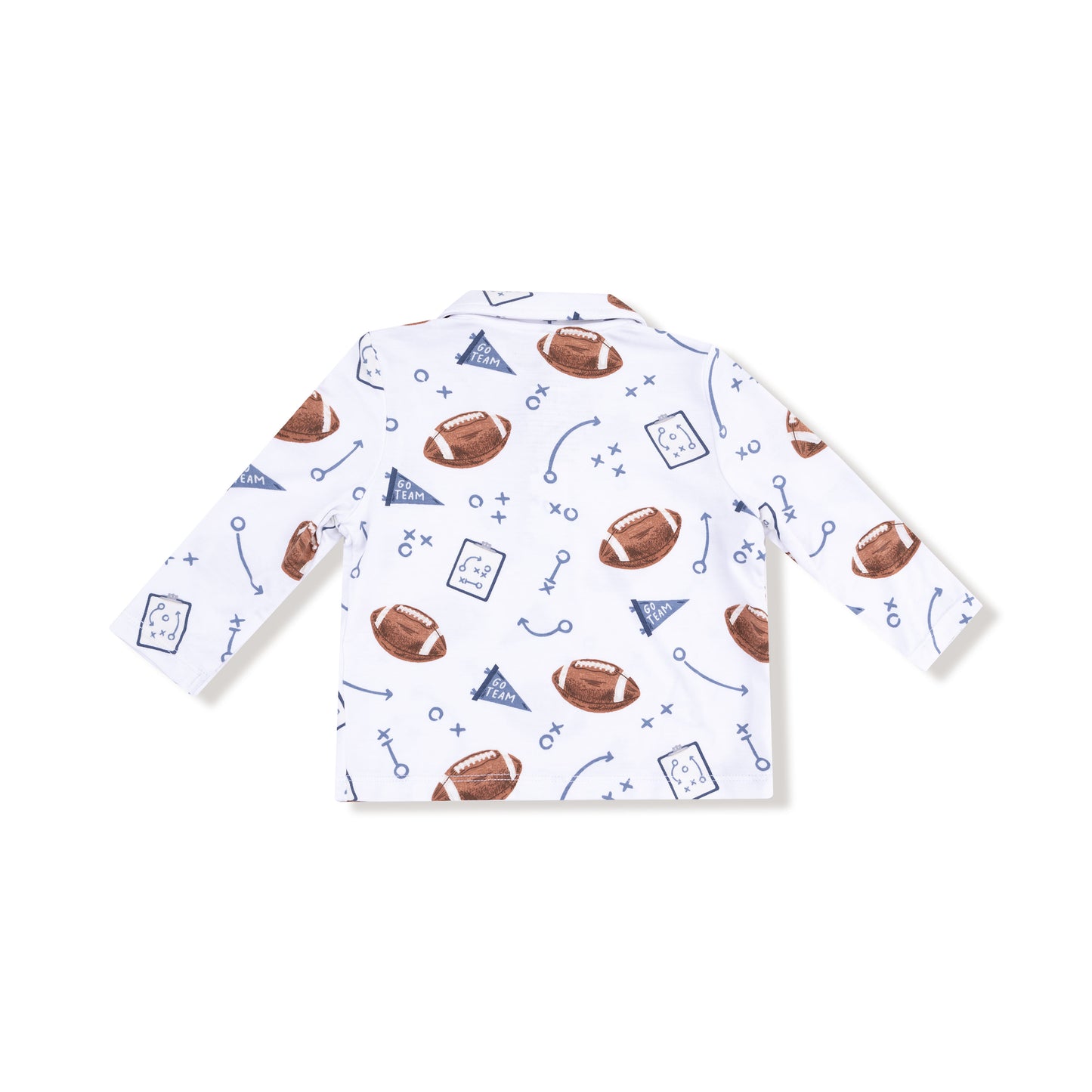 Polo Long Sleeve Shirt in our  Touchdown Time - Navy print from Angel Dear