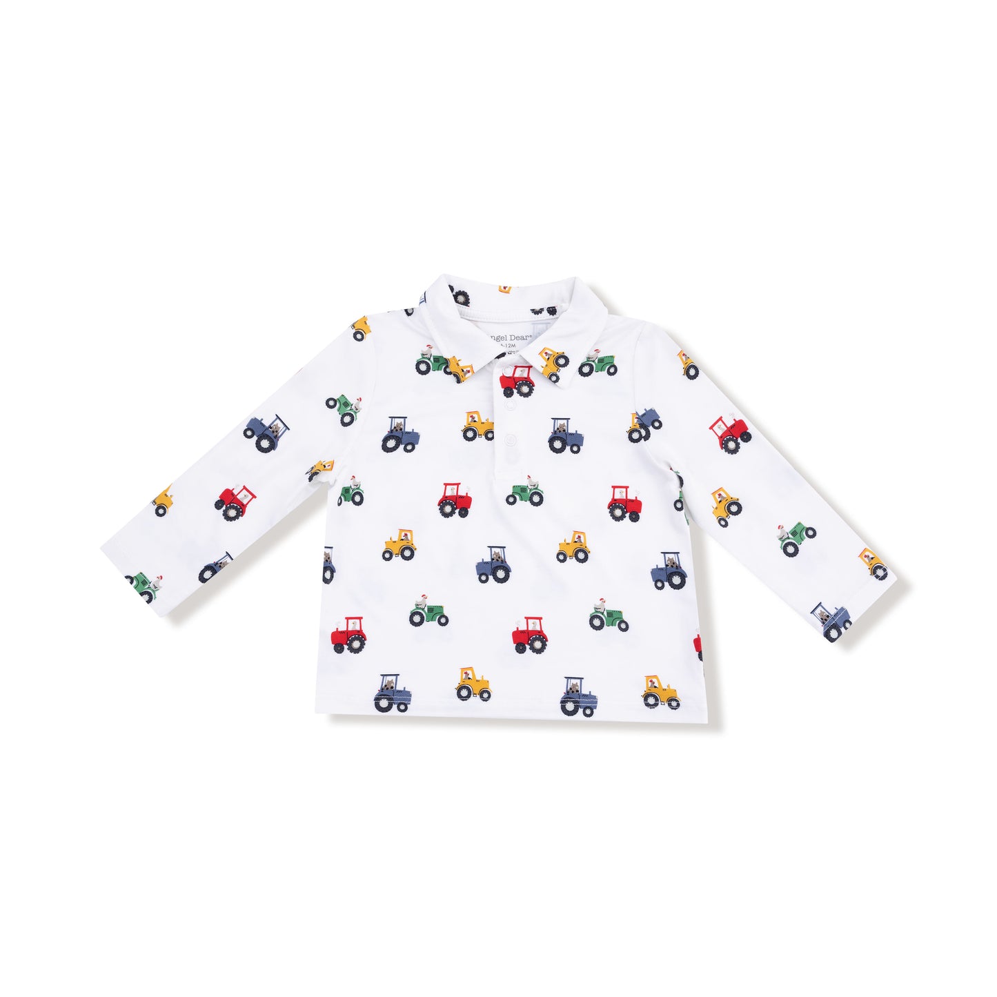 Polo Long Sleeve Shirt Tractor Print in our  Mini Tractors print from Angel Dear