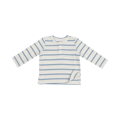 L/S Henley - Modal Rib Stripe - Glacier Lake-Angel Dear