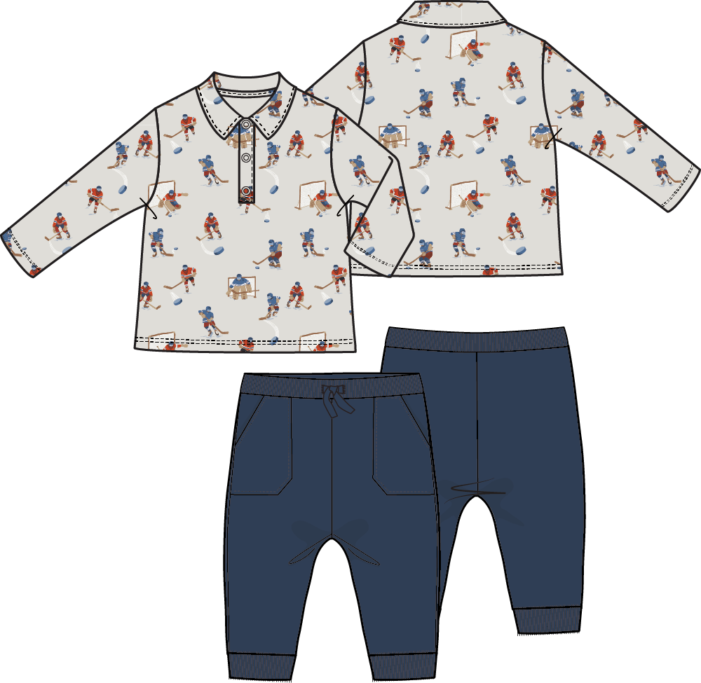 Hockey Players - Long Sleeve Polo and Jogger