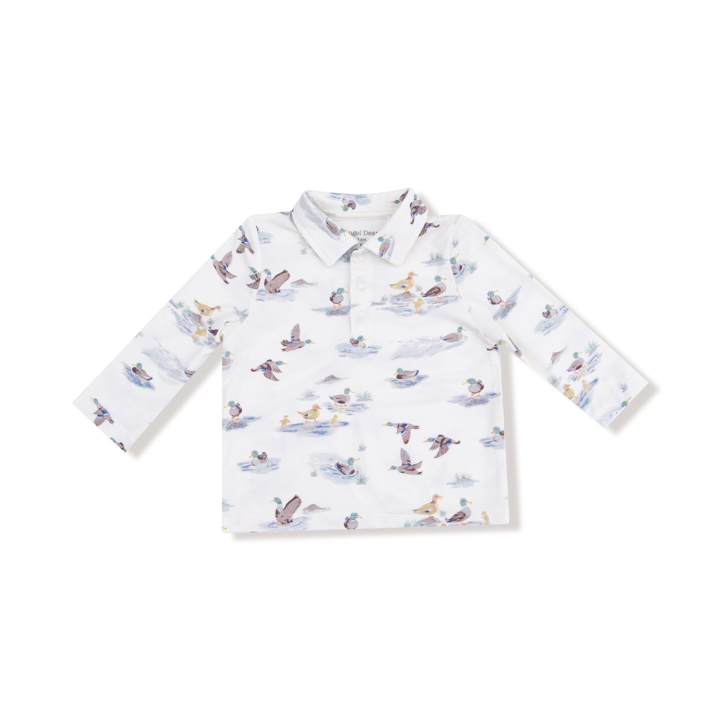 Long Sleeve Polo Shirt with Bamboo Jogger in our  Migrating Mallards print from Angel Dear