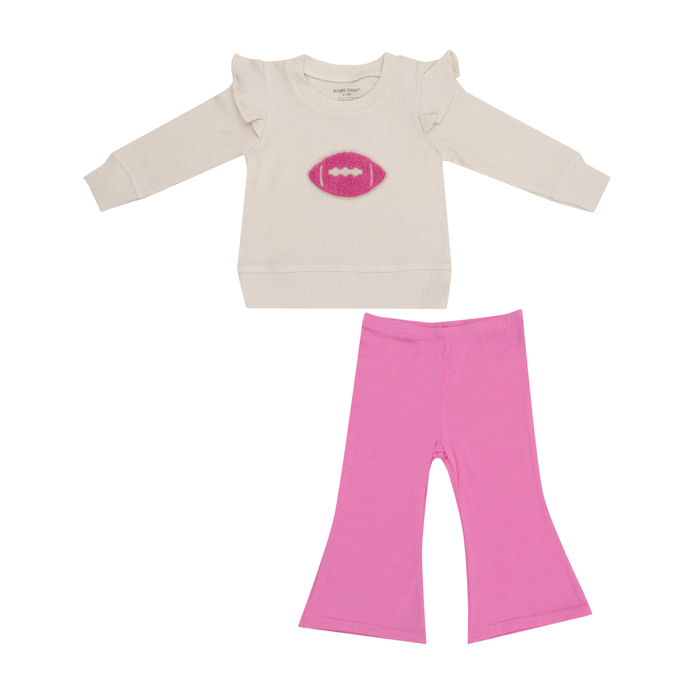 Ruffle Sweatshirt + Pink Bamboo Baby Bells - Footballs Waffle-Angel Dear