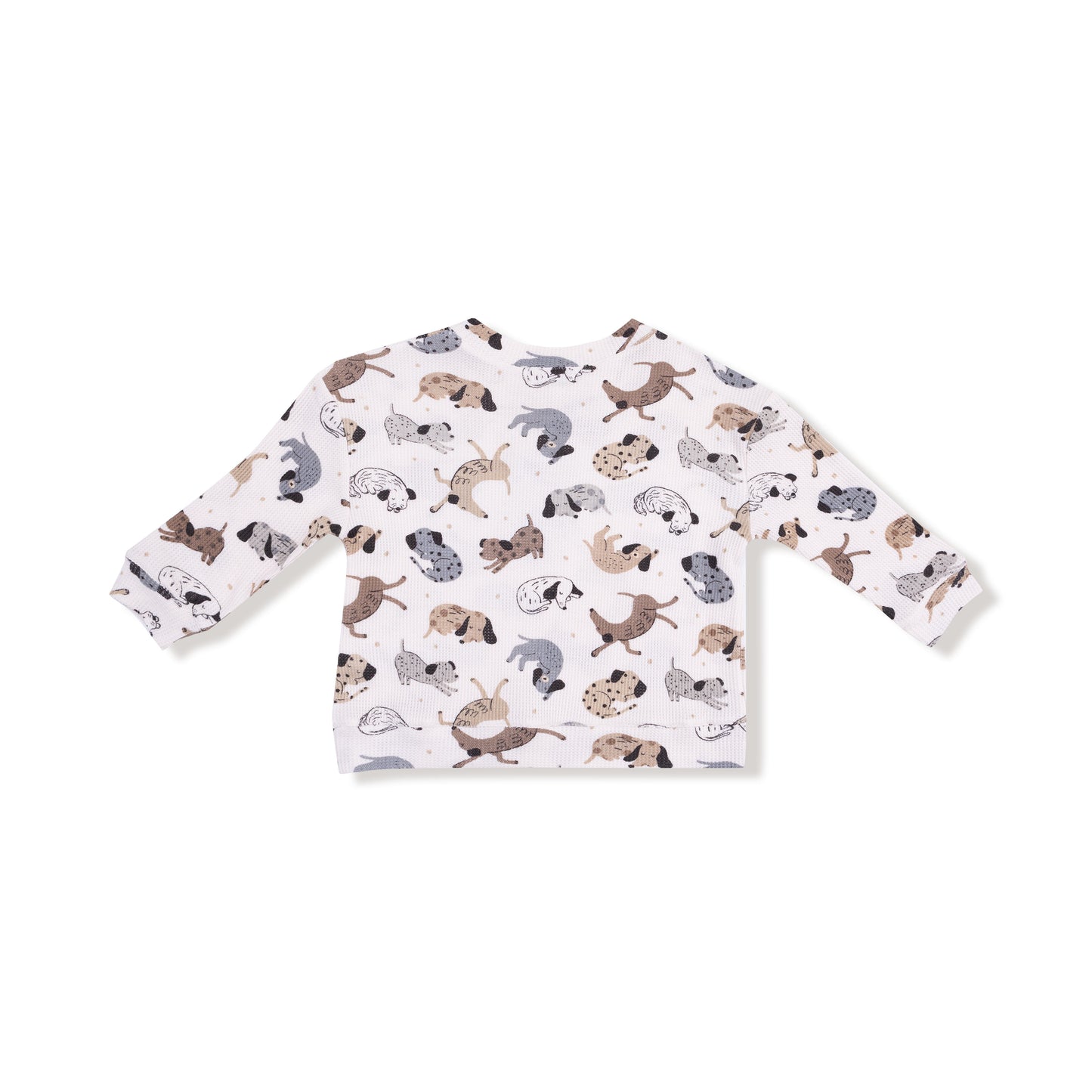 Drop Sleeve Waffle Top with Waffle Jogger in our  Cozy Pups print from Angel Dear