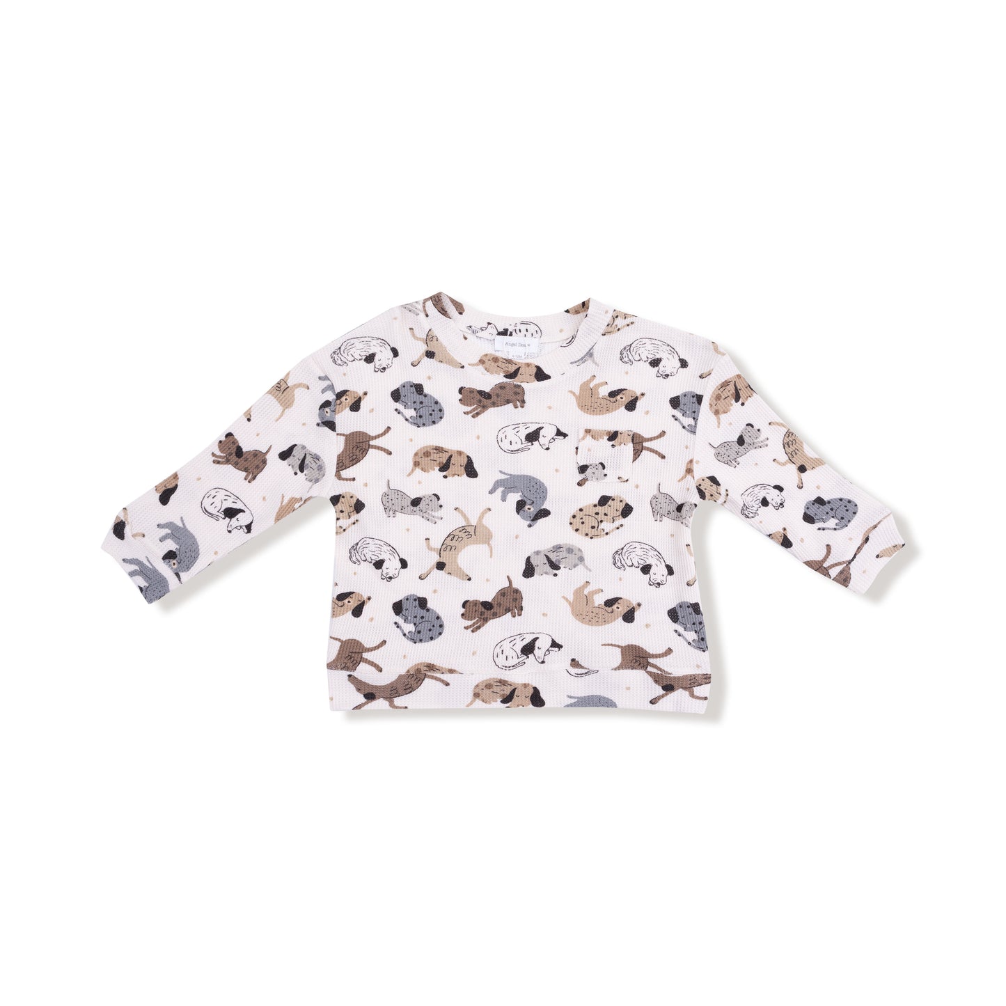 Drop Sleeve Waffle Top with Waffle Jogger in our  Cozy Pups print from Angel Dear