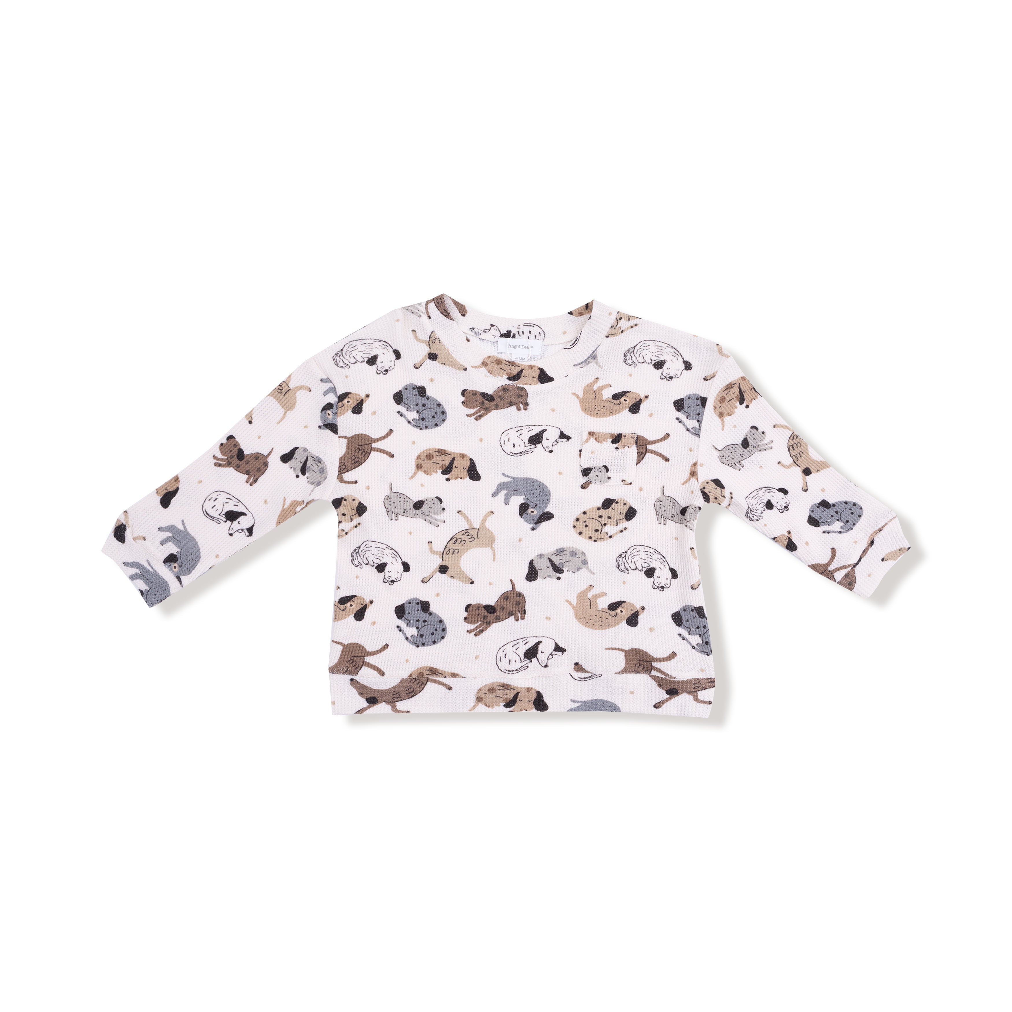 Drop Sleeve Waffle Top with Waffle Jogger in our  Cozy Pups print from Angel Dear