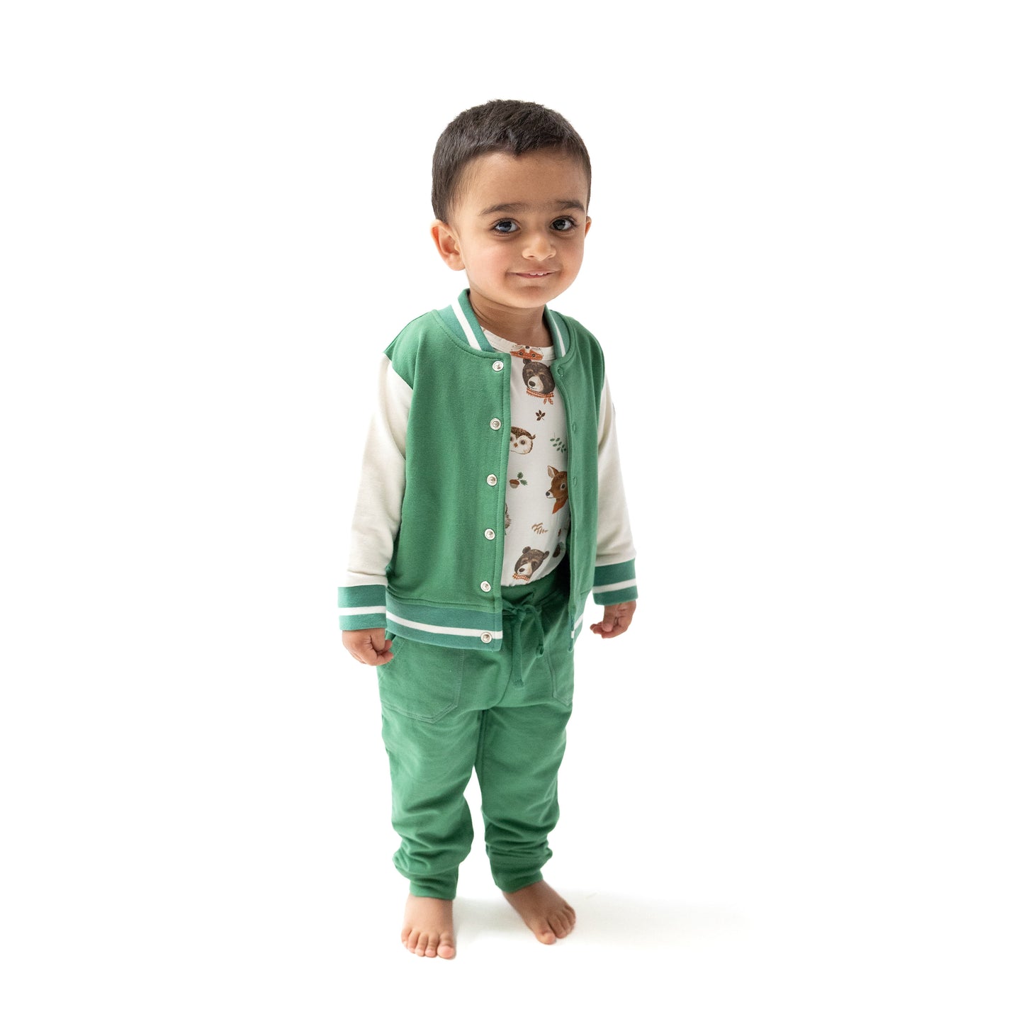 Letterman Jacket in our  Varsity - Green print from Angel Dear