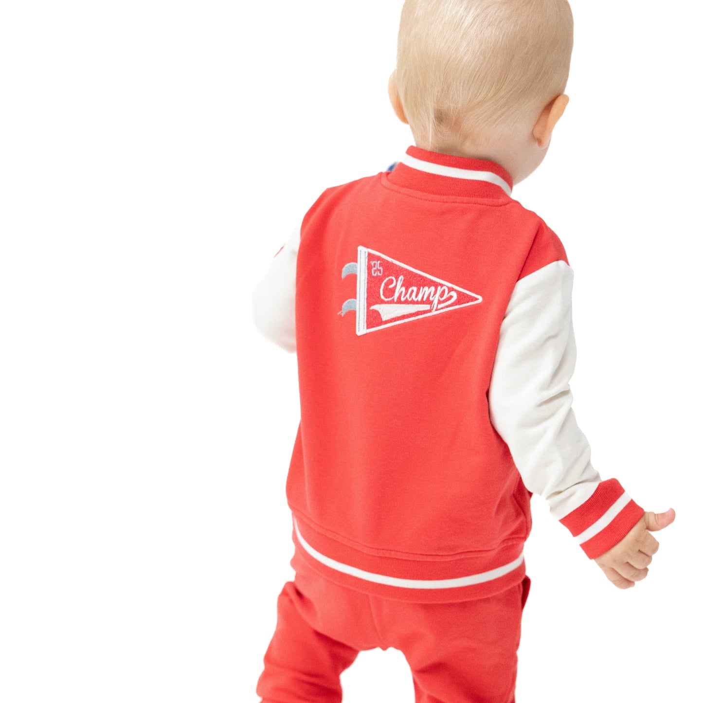 Letterman Jacket in our  Varsity - Red print from Angel Dear