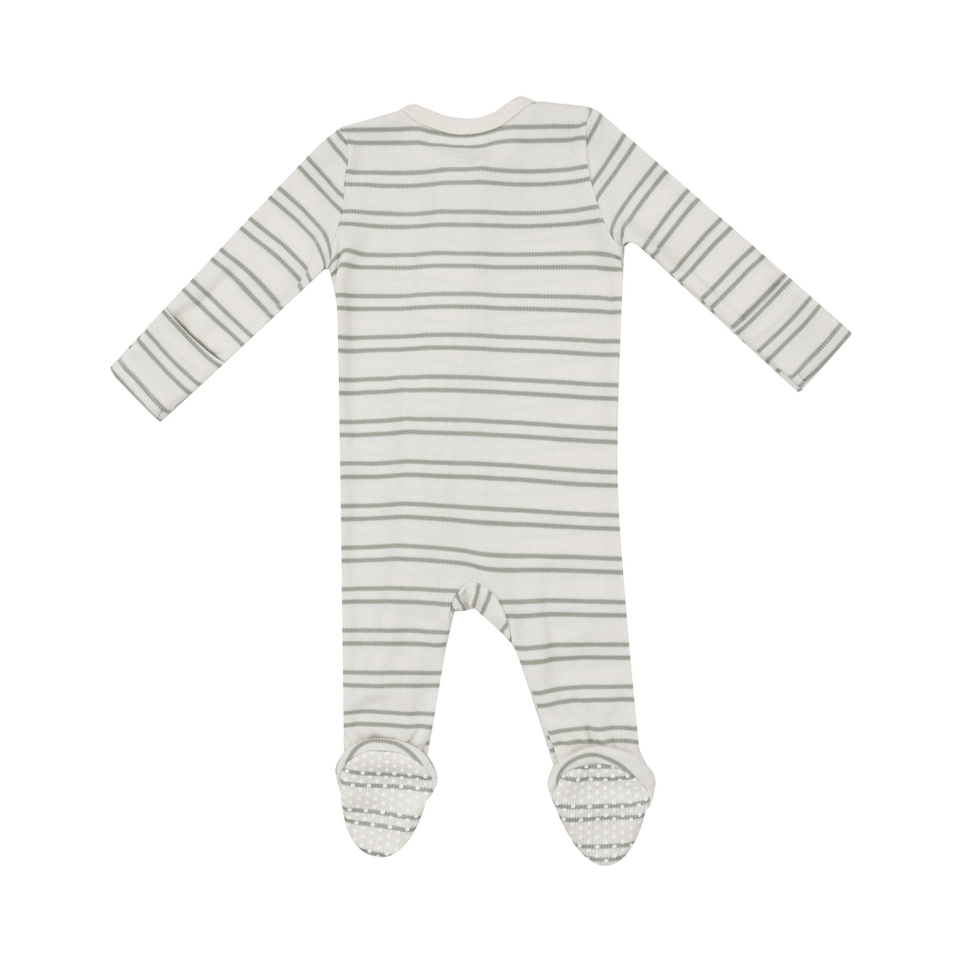 2 Way Zipper Footie - Modal Rib Stripe - Desert Sage-Angel Dear