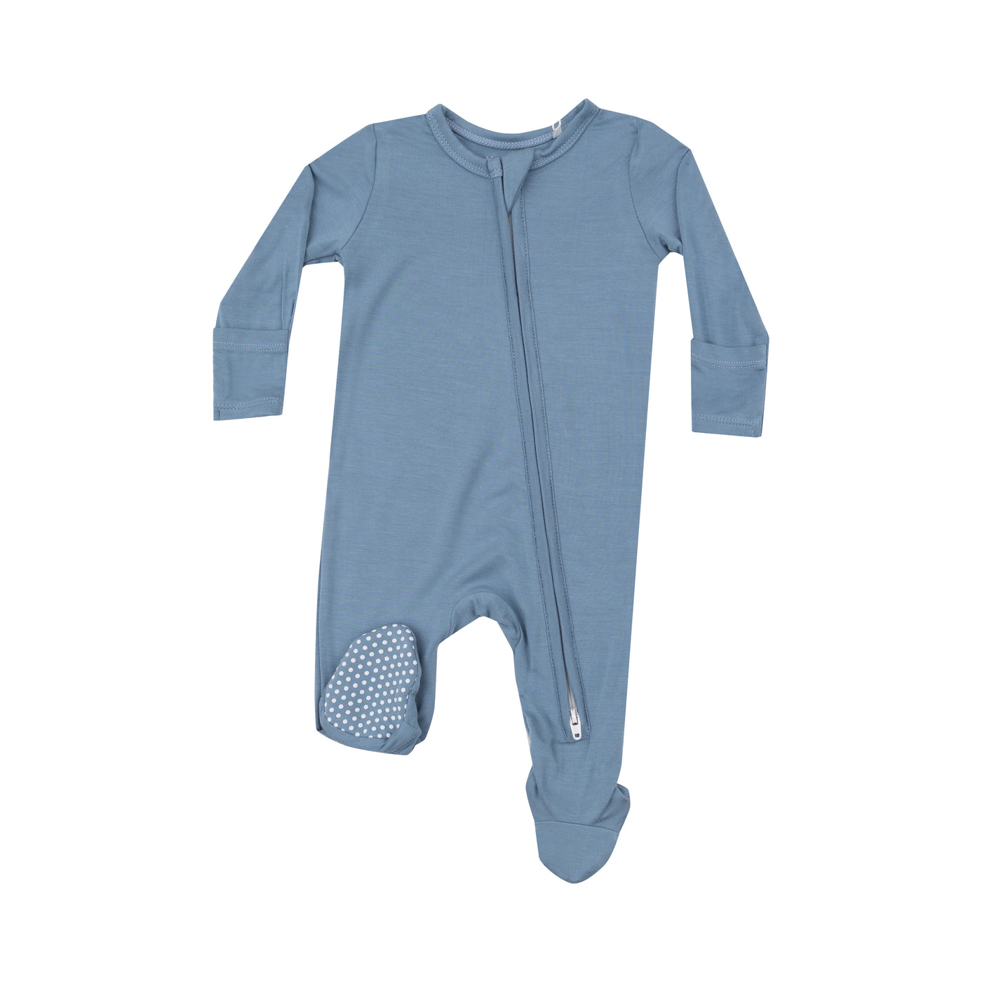 2 Way Zipper Footie - Basics - Solid Blue Shadow-Angel Dear