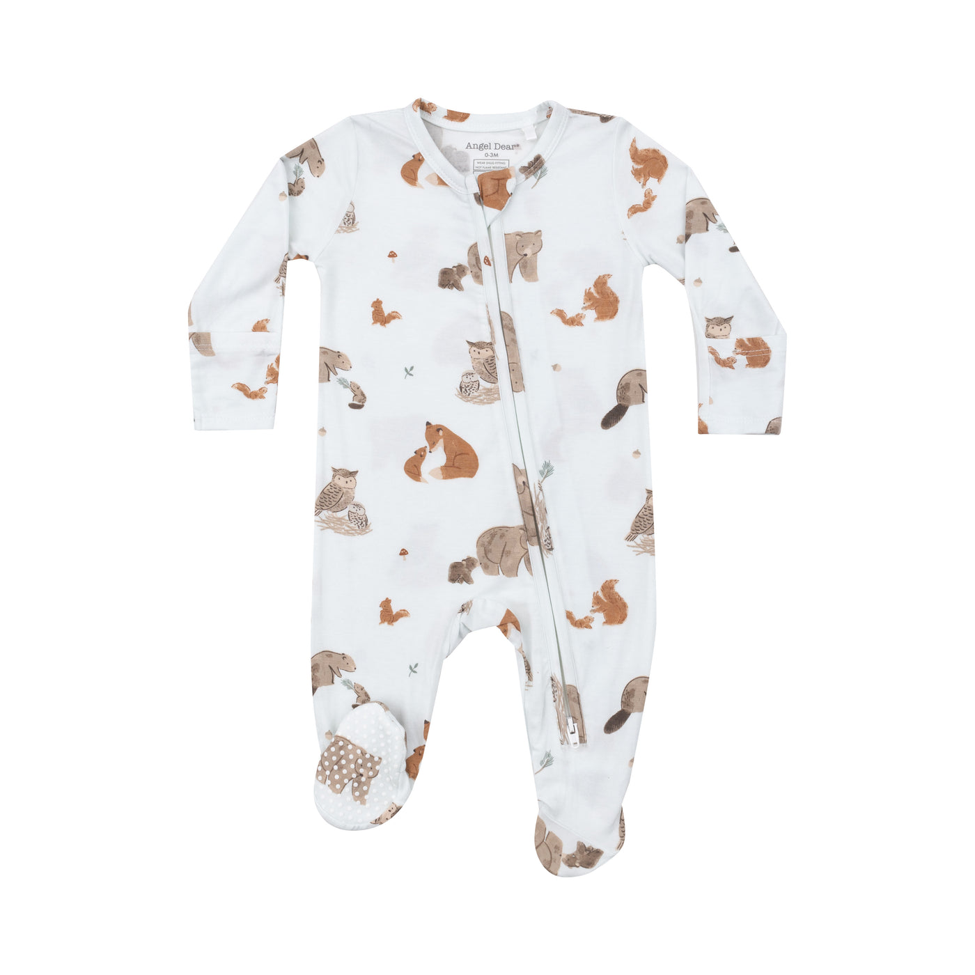 2 Way Zipper Footie - Mixed Woodland Animals Blue-Angel Dear