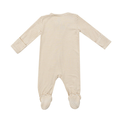 2 Way Zipper Footie - Beige Stripe-Angel Dear