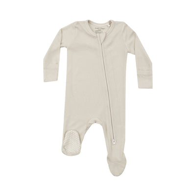 2 Way Zipper Footie - Solid Birch Rib-Angel Dear