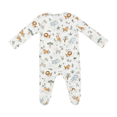 2 Way Zipper Footie - Delicate Safari