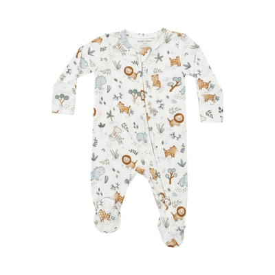 2 Way Zipper Footie - Delicate Safari-Angel Dear