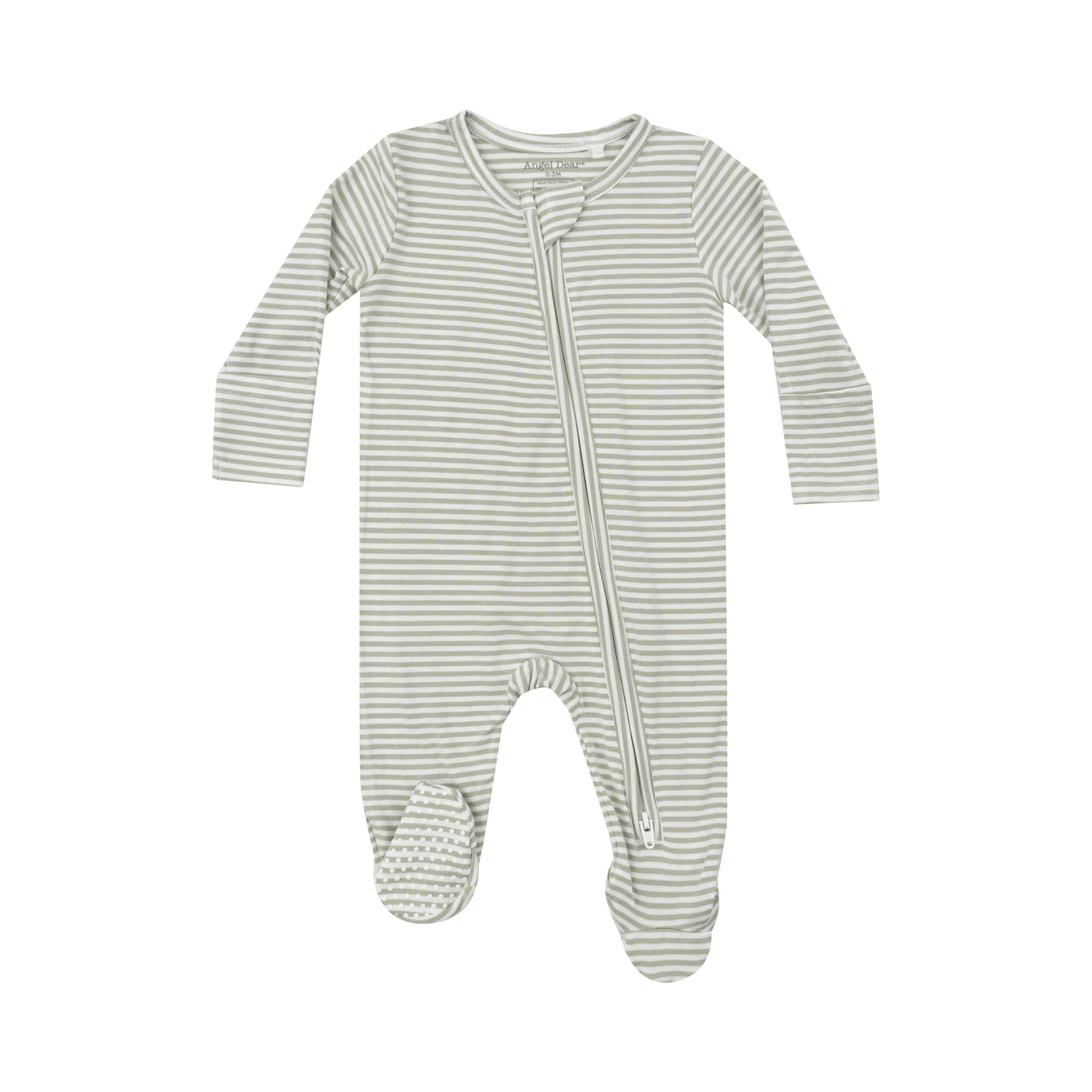 2 Way Zipper Footie - Desert Green Stripe-Angel Dear