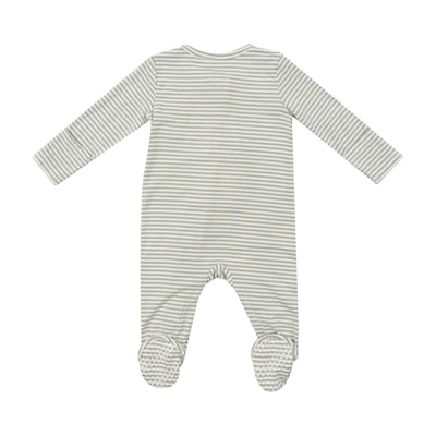 2 Way Zipper Footie - Desert Green Stripe-Angel Dear