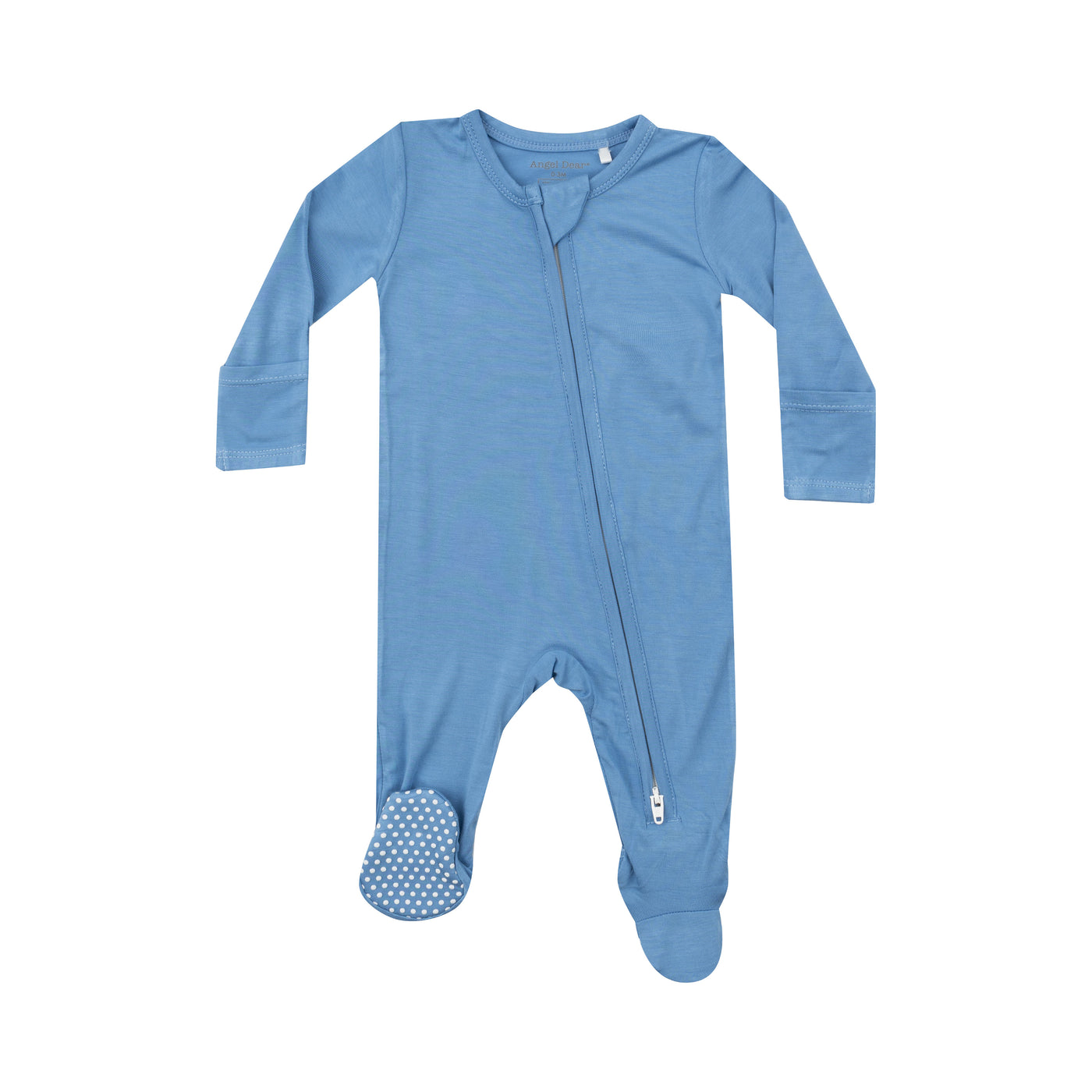 2 Way Zipper Footie - Basics - Solid Lichen Blue-Angel Dear