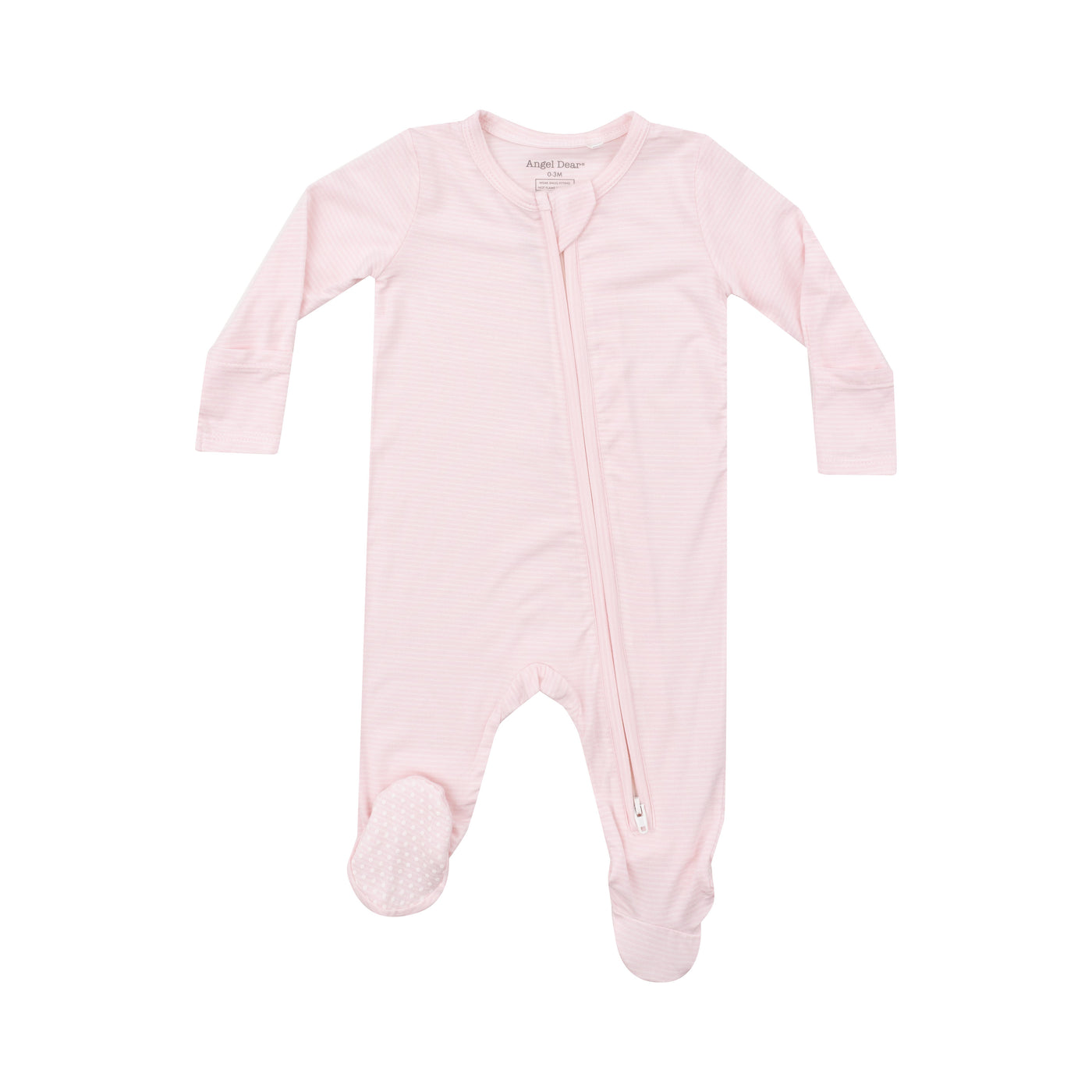 2 Way Zipper Footie - Light Pink Stripe-Angel Dear