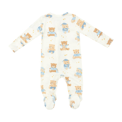 2 Way Zipper Footie - Teddy Bears Blue