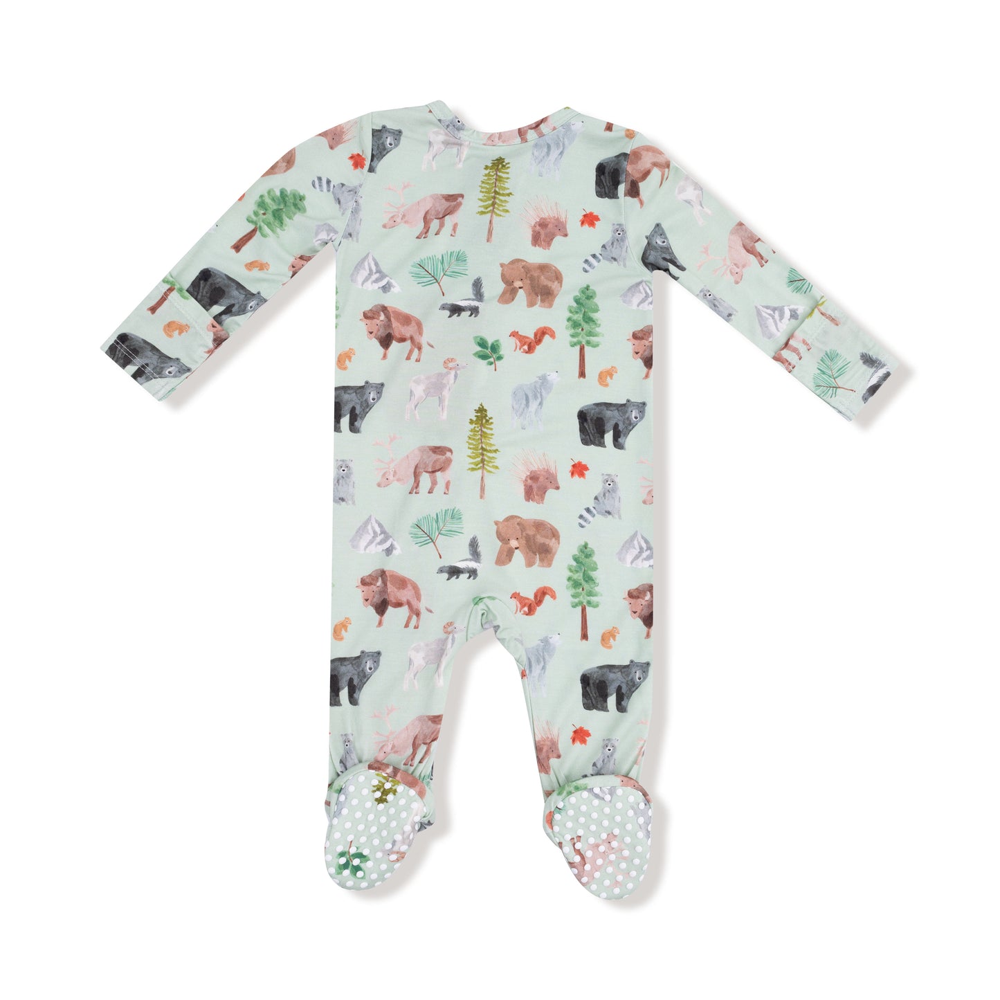 2 Way Zipper Footie in our  American Woodland Animals print from Angel Dear